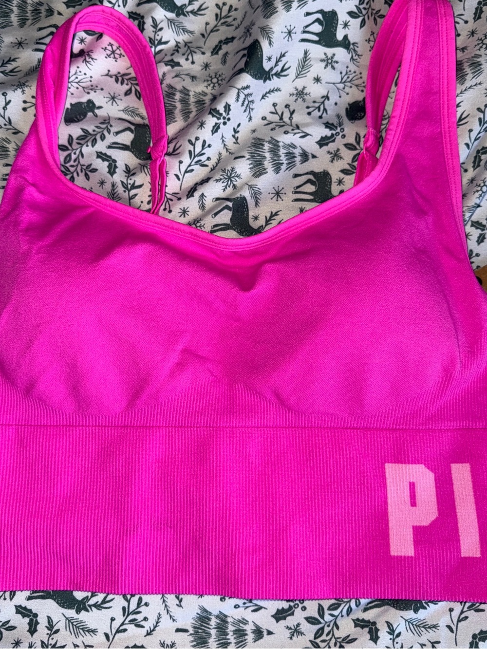 PINK Victoria's Secret Hot Pink Seamless Sports Bralette